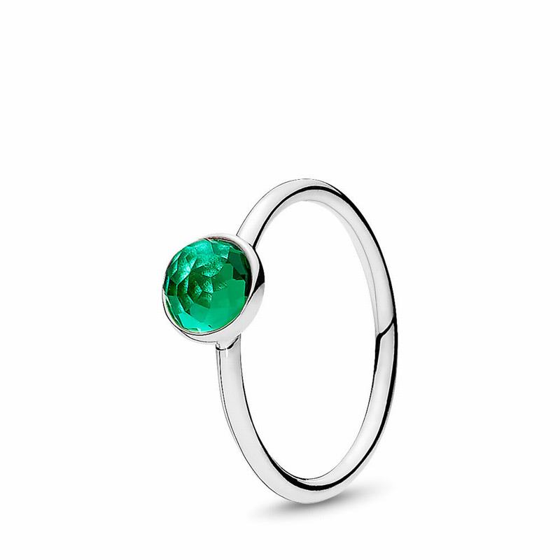 Pandora May Droplet Ring - Sterling Silver/Green/Crystal - Canada | DA4451YC